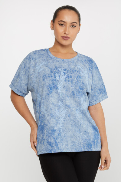 Blusa Hoja Bordada Azul - 79993 | KAZEE (Juego de 3 M-L-XL) 