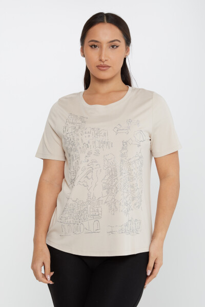 Blusa Manga Corta Beige Claro - 79953 | KAZEE (Juego de 4 S-M-L-XL) 