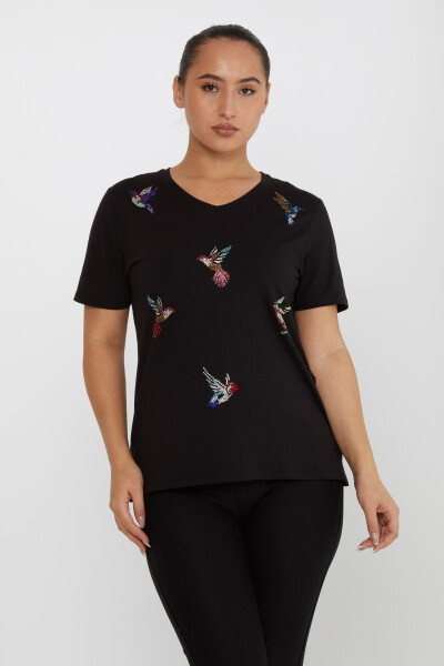 Blusa Pájaro Piedra Bordada Negra - 80111 | KAZEE (Juego de 3 tallas M-L-XL) - 2