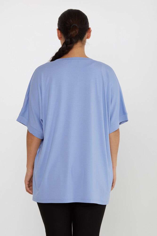 Blusa Piedra Bordada Azul - 80110 | KAZEE (Juego de 4 tallas M-L-XL-2XL) - 5