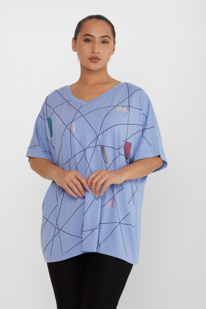 Blusa Piedra Bordada Azul - 80110 | KAZEE (Juego de 4 tallas M-L-XL-2XL) - 2