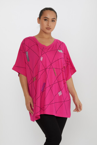 Blusa Piedra Bordada Fucsia - 80110 | KAZEE (Juego de 4 tallas M-L-XL-2XL) - 2