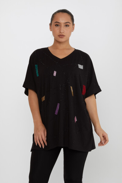 Blusa Piedra Bordada Negra - 80110 | KAZEE (Juego de 4 tallas M-L-XL-2XL) - 2