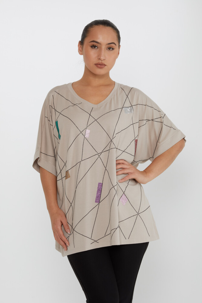 Blusa Piedra Bordada Visón - 80110 | KAZEE (Juego de 4 tallas M-L-XL-2XL) - 1