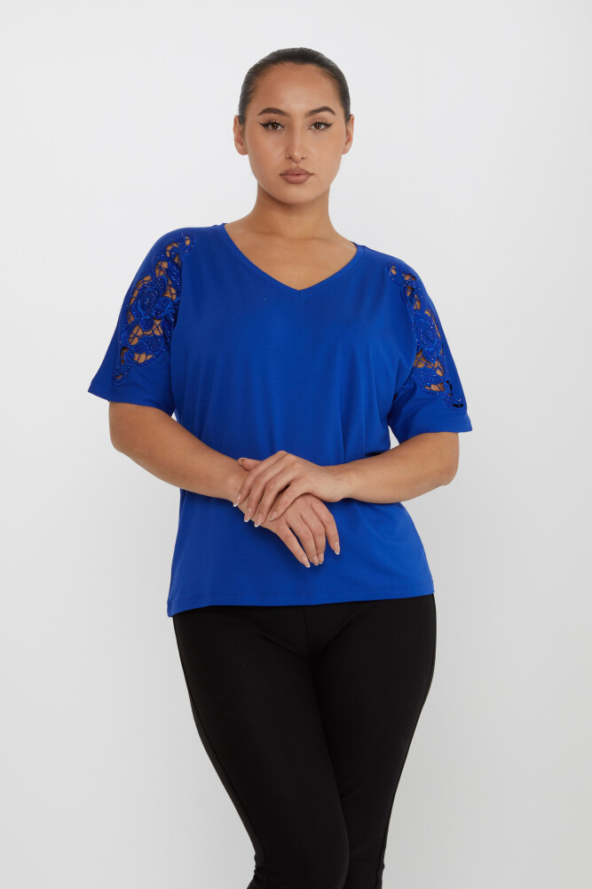 Bluz Kol Detaylı Saks - 79092 | KAZEE (4'lü Set L-XL-2XL-3XL) - 1