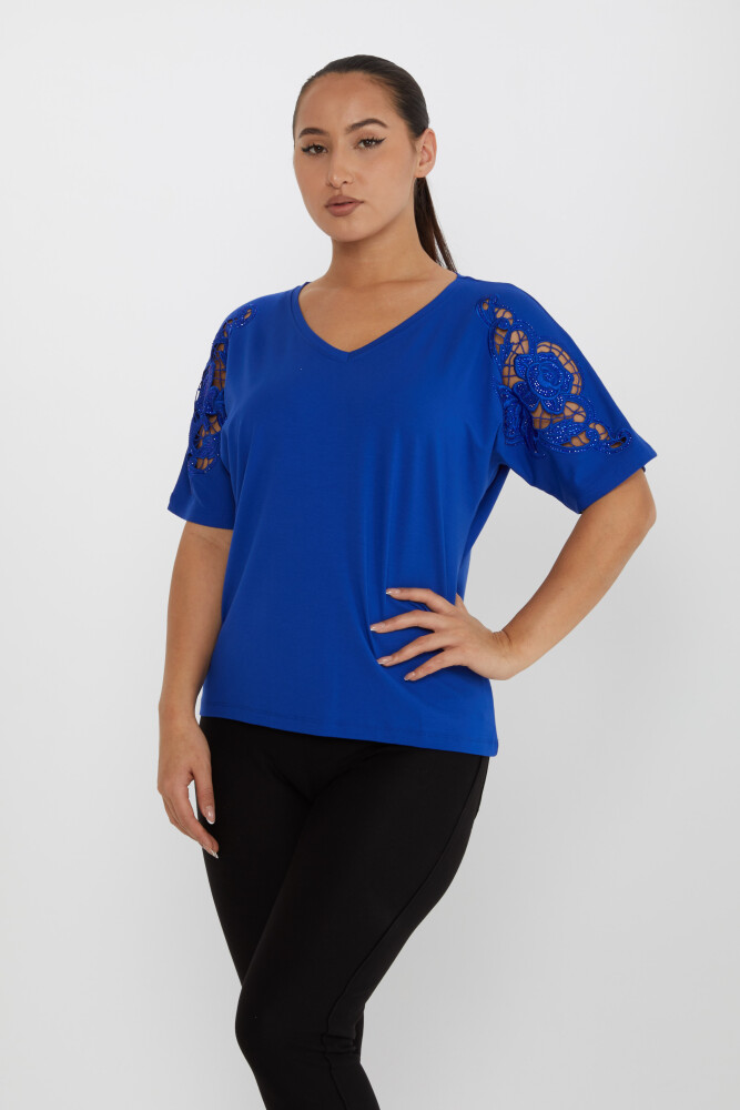 Bluz Kol Detaylı Saks - 79092 | KAZEE (4'lü Set L-XL-2XL-3XL) - 2