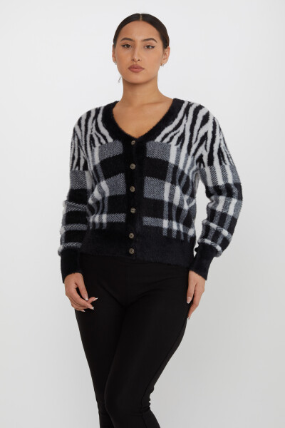 Cardigan Angora Bottoni Nero-Ecru - 30586 | KAZEE (Set di 3 S-M-L) - 1