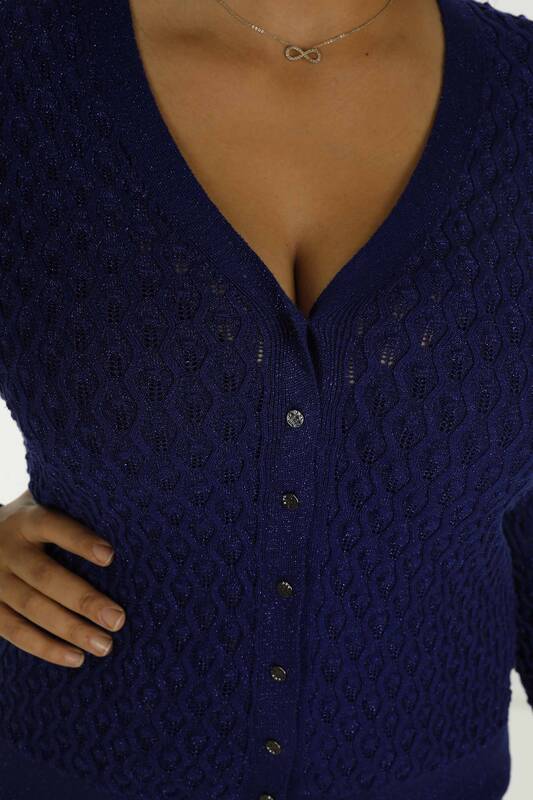 Cardigan en tricot pailleté à col en V Saks - 30036 | KAZÉE