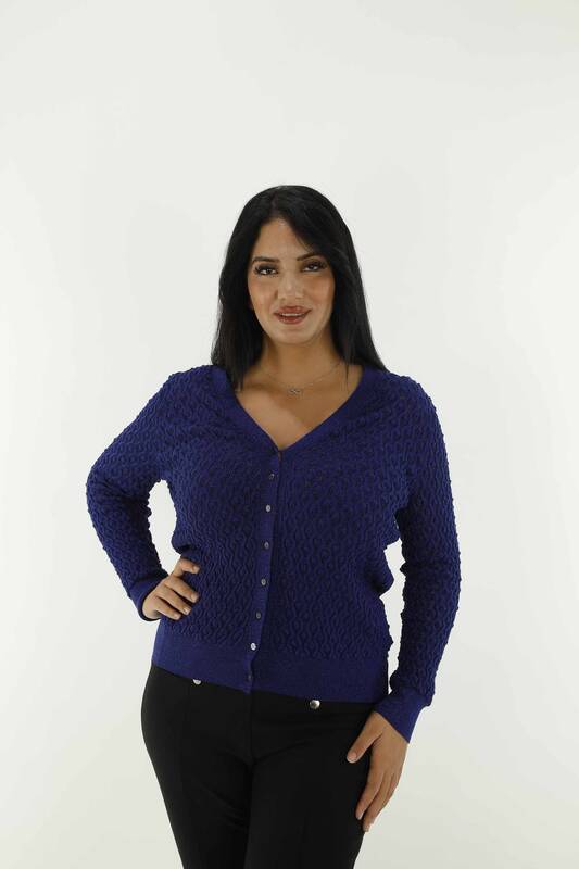 Cardigan en tricot pailleté à col en V Saks - 30036 | KAZÉE