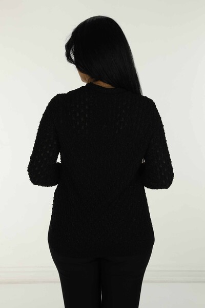 Cardigan in maglia scintillante con scollo a V Nero - 30036 | KAZEE - Thumbnail