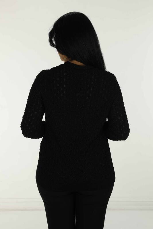 Cardigan in maglia scintillante con scollo a V Nero - 30036 | KAZEE