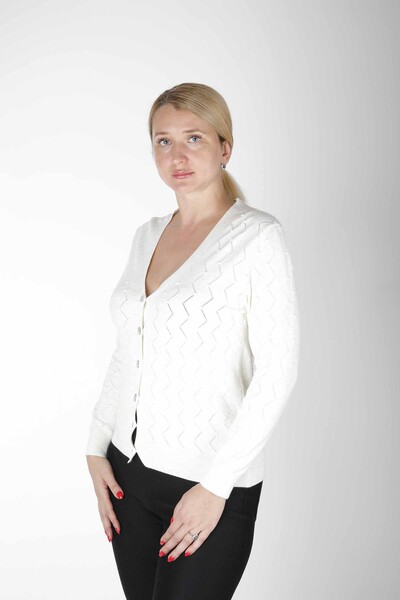 Cardigan in Maglia con Bottoni in Pietra Ecru - 31069 | KAZEE (Set da 4 M-L-XL-2XL) - 1