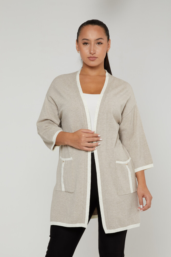 Cardigan in maglia con dettaglio tasca Beige - 31067 | KAZEE (Set da 4 M-L-XL-2XL) - 1