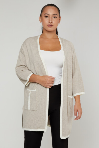 Cardigan in maglia con dettaglio tasca Beige - 31067 | KAZEE (Set da 4 M-L-XL-2XL) - 2