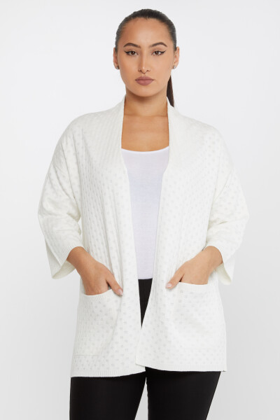 Cardigan in maglia con dettaglio tasca Ecru - 30056 | KAZEE (Set da 3 M-L-XL) 