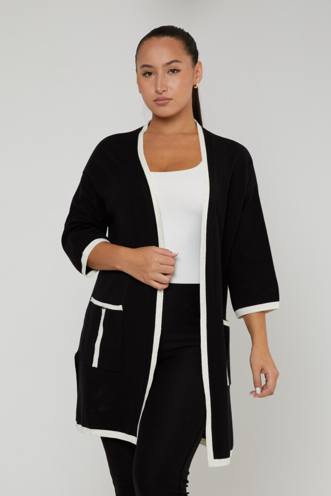 Cardigan in maglia con dettaglio tasca, Nero - 31067 | KAZEE (Set da 4 M-L-XL-2XL) - 1