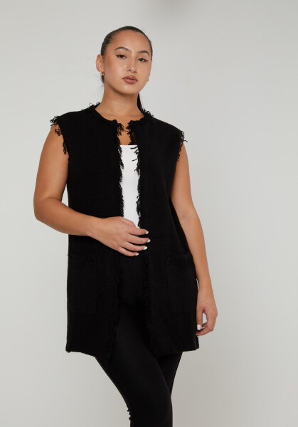 Cardigan in maglia con nappine Nero - 30362 | KAZEE (Set da 4 M-L-XL-2XL) 