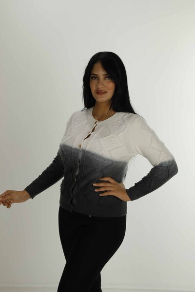 Cardigan in maglia a maniche lunghe con bottoni girocollo nero - 30782 | KAZEE - Thumbnail