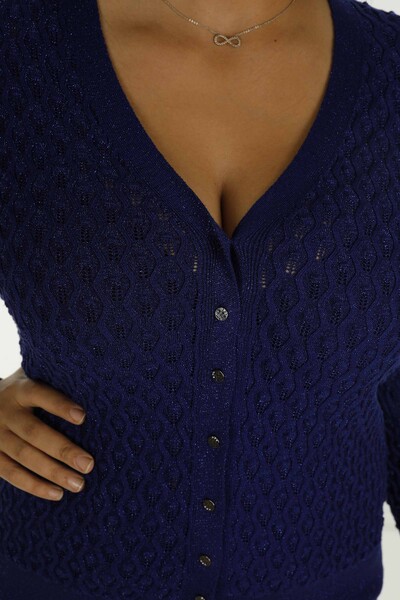 Cardigan in maglia scintillante con scollo a V Saks - 30036 | KAZEE - Thumbnail