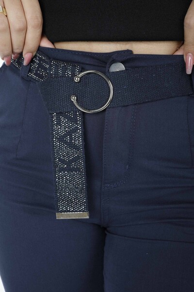 Cintura per pantaloni dettagliata blu navy - 3684 | KAZEE (Set da 4 42-44-46-48) - Thumbnail (2)