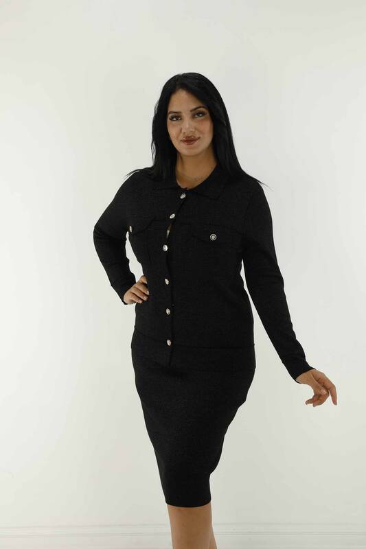 Costume Double Tricot Manches Longues Noir - 30693 | KAZÉE