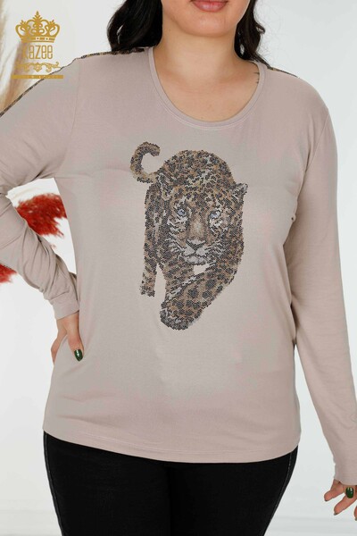 Camicetta da donna all'ingrosso con stampa tigre Mink - 79050 / KAZEE - 2