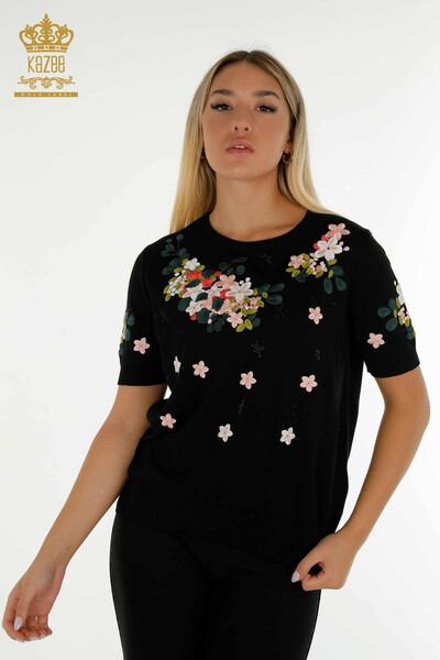 Maglione maglieria donna all'ingrosso Modello americano Nero-16761 / KAZEE - 1