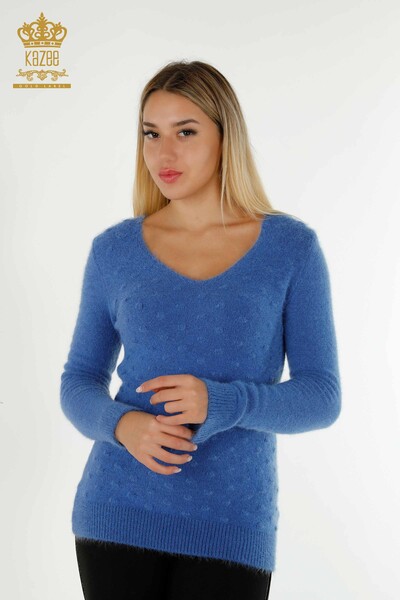 Maglione Maglieria Donna all'ingrosso Angora-Blu-18474 / KAZEE 