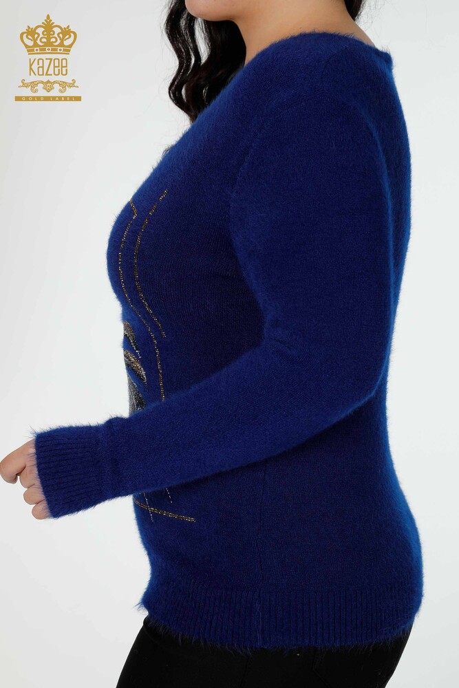 Maglione a maglia da donna all'ingrosso con motivo Angora blu scuro - 16995 / KAZEE - 6