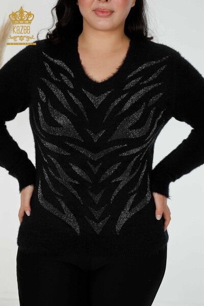 Maglione maglieria donna all'ingrosso Angora Nero-16994 / KAZEE - 2