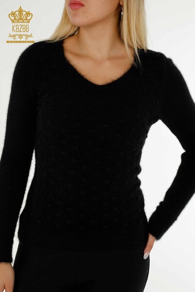 Maglione maglieria donna all'ingrosso Angora Nero-18474 / KAZEE - 2