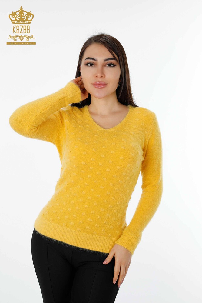 Maglione maglieria donna all'ingrosso Angora Mustard - 18474 / KAZEE - 1