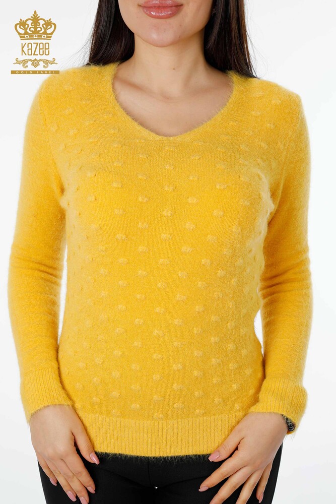 Maglione maglieria donna all'ingrosso Angora Mustard - 18474 / KAZEE - 2