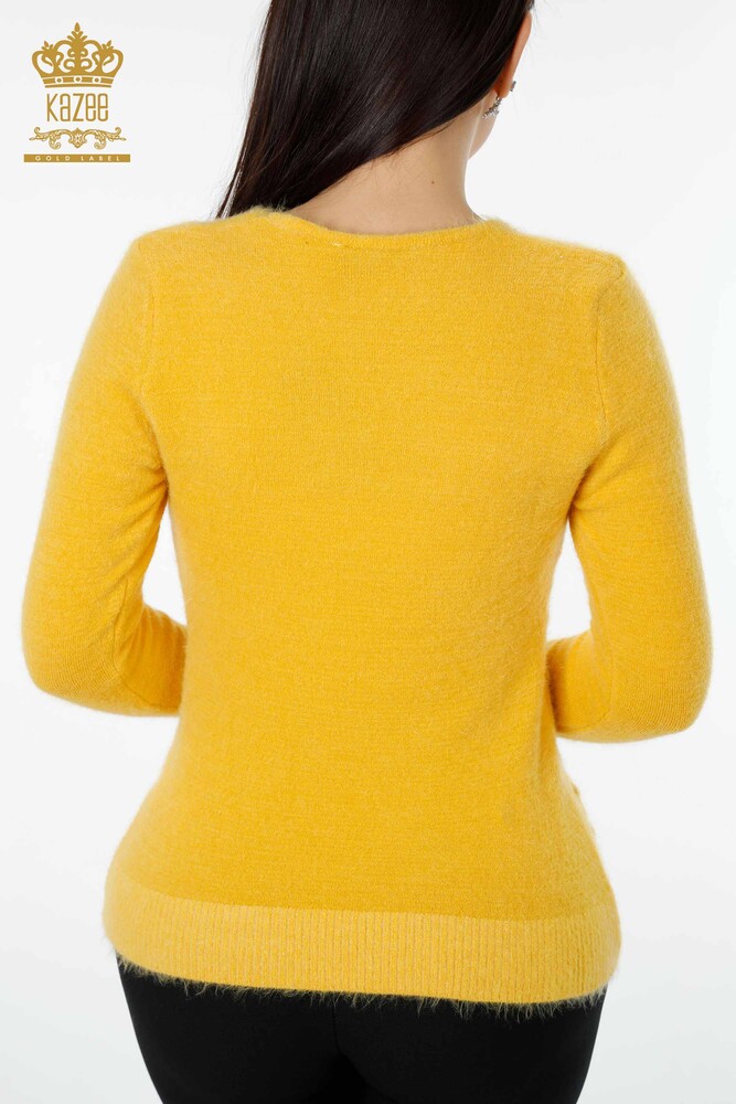 Maglione maglieria donna all'ingrosso Angora Mustard - 18474 / KAZEE - 5