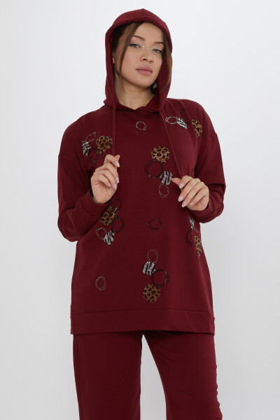 Conjunto de chándal con estampado de piedras en rojo burdeos - 17898 | KAZEE (Juego de 3 M-L-XL) - 3