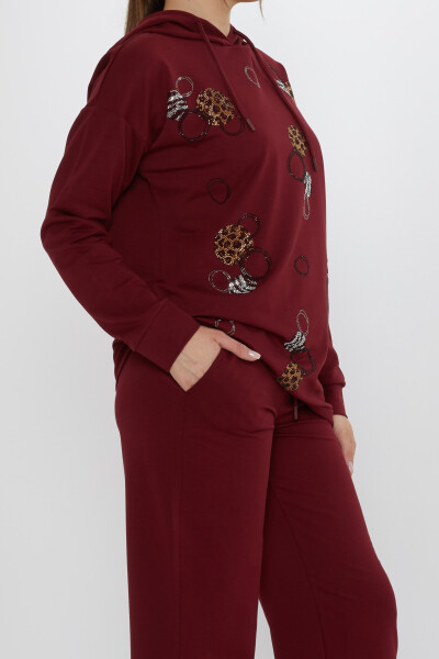 Conjunto de chándal con estampado de piedras en rojo burdeos - 17898 | KAZEE (Juego de 3 M-L-XL) - 6
