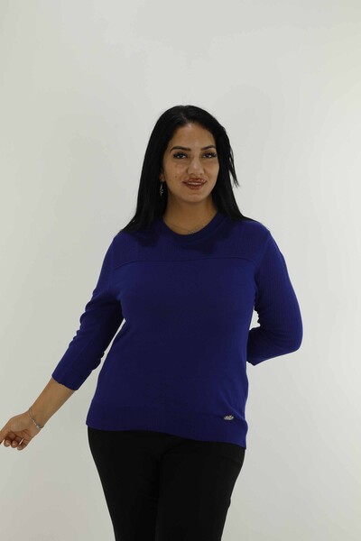 Crew Neck Long Sleeve Knitwear Saxe- 30258 | KAZEE - Thumbnail