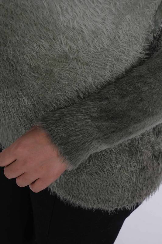 Sweter Angora z długim rękawem i dekoltem w szpic Khaki - 31013 | KAZEE (zestaw 3 sztuk S-M-L)