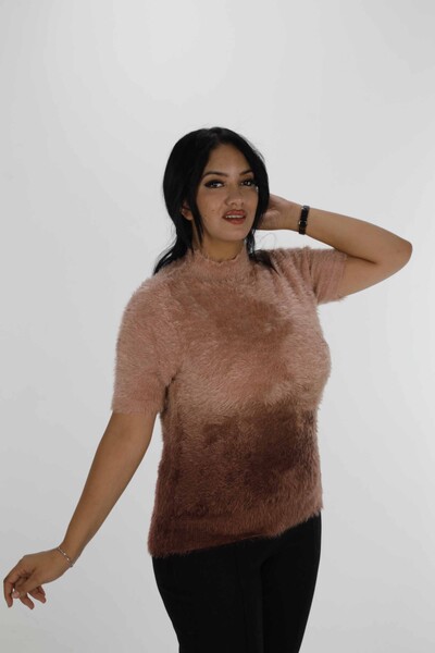 Kazee - Dik Yaka Kısa Kol Angora Kazak Kahve - 31014 | KAZEE (3'lü Set S-M-L)