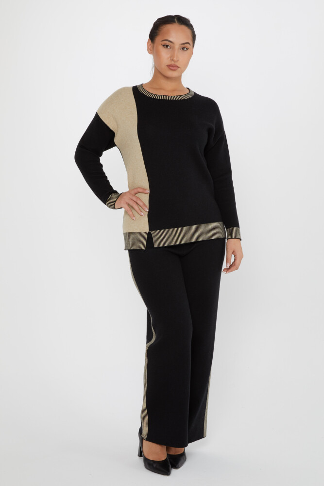 Costume Double Rayé Bicolore Noué À La Taille Noir-Beige - 31010 | KAZEE (Lot de 2 L-XL) - 1