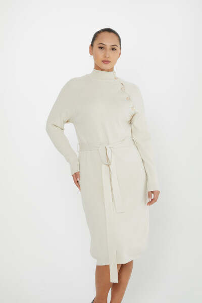 Kleid mit Knöpfen, Taillenband, langen Ärmeln, Stein – 30283 | KAZEE (4er-Set S-M-L-XL) - 2