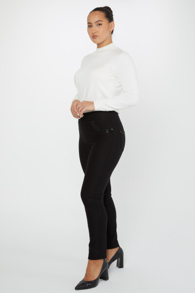 Elastic Waist Trousers Black - 3769 | KAZEE (Set of 4 42-44-46-48) - 1