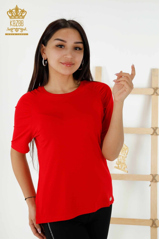 Bluză de damă cu ridicata Basic Red - 79219 | KAZEE - 1