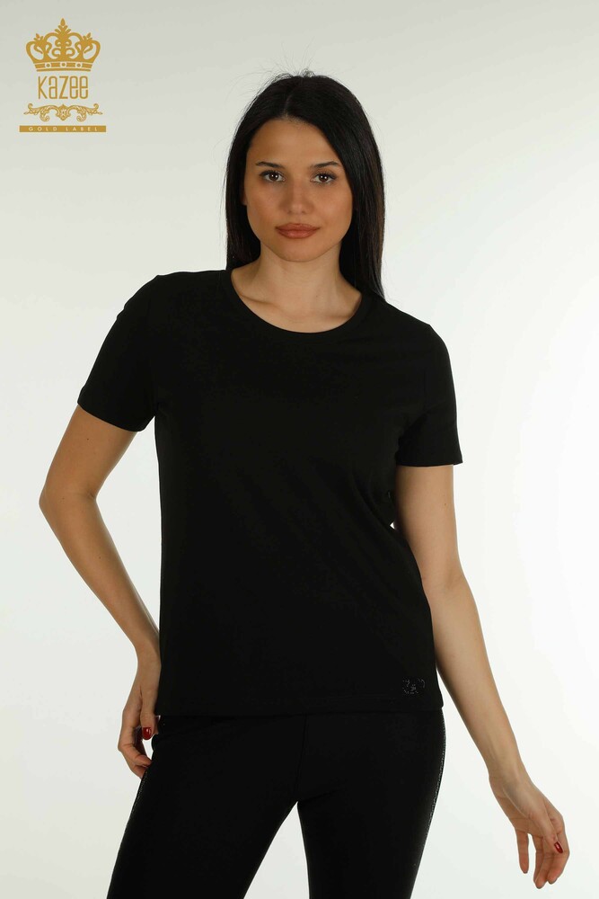 Bluză de damă cu ridicata Basic Black - 79562 | KAZEE - 1