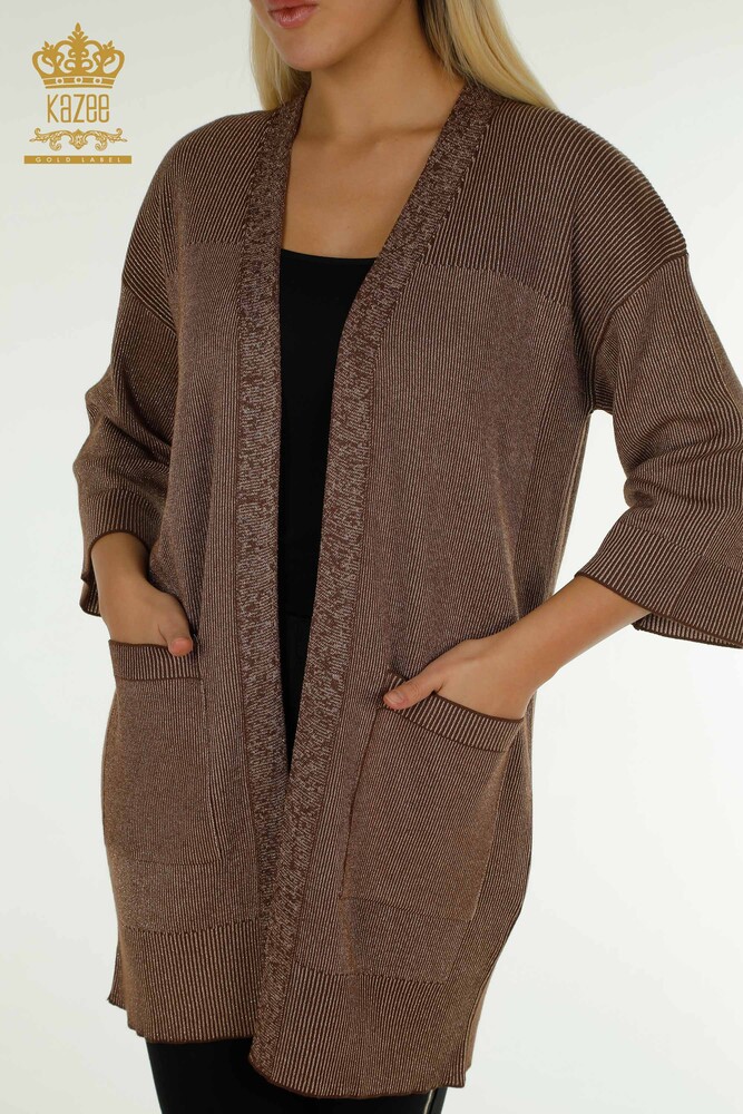 Cardigan de damă cu ridicata Glitter Brown - 30135 | KAZEE - 2