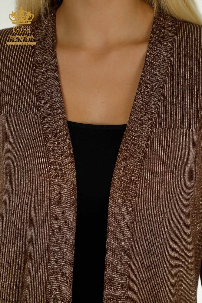 Cardigan de damă cu ridicata Glitter Brown - 30135 | KAZEE - 3