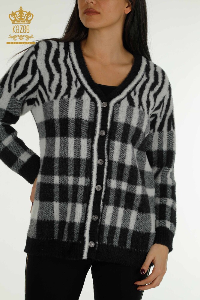 Cardigan lung pentru femei Angora Two Color Ecru Negru - 30587 | KAZEE - 2