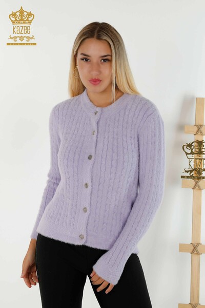 Cardigan cu ridicata pentru femei Angora Woven Liliac - 30321 | KAZEE 