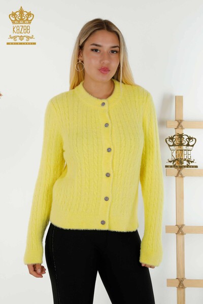 Cardigan cu ridicata pentru femei Angora Woven Yellow - 30321 | KAZEE 