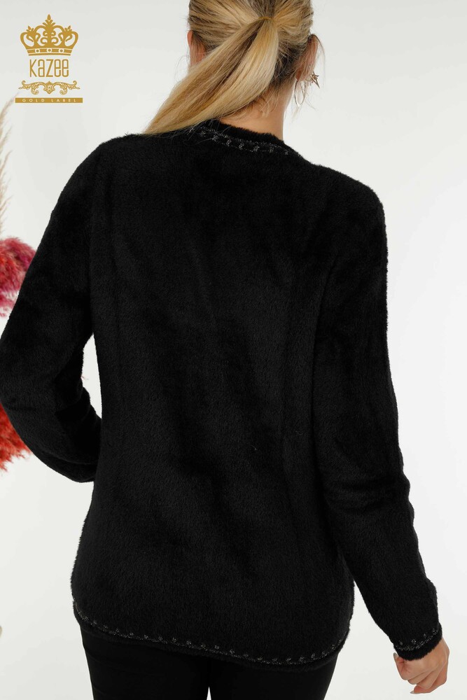 Cardigan cu ridicata pentru femei Angora cu două buzunare negru - 30371 | KAZEE - 7